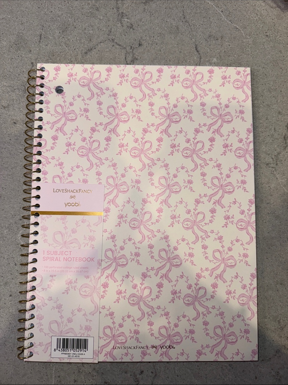 LoveShackFancy Pink and Cream Spiral Notebook